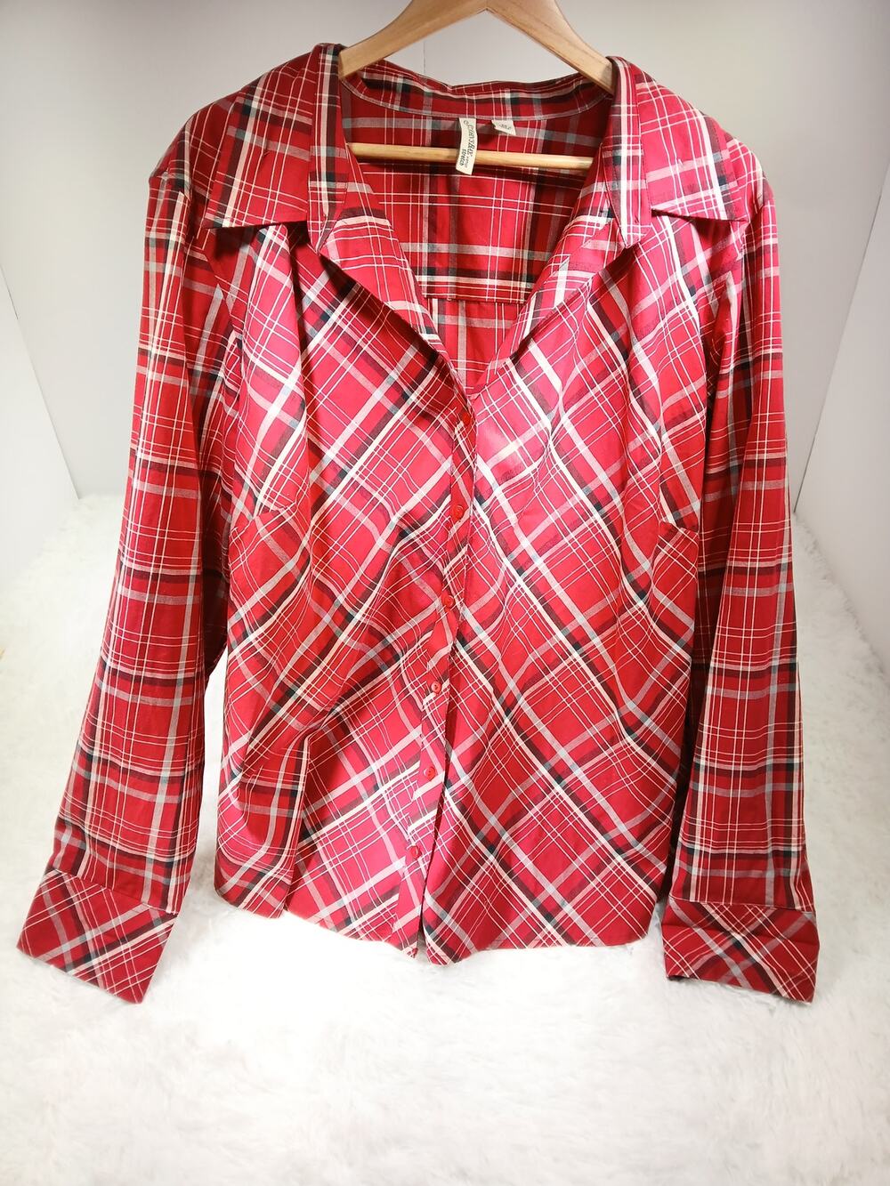 St. John's Bay Red & Black Plaid Top- Women's Size 3XL
